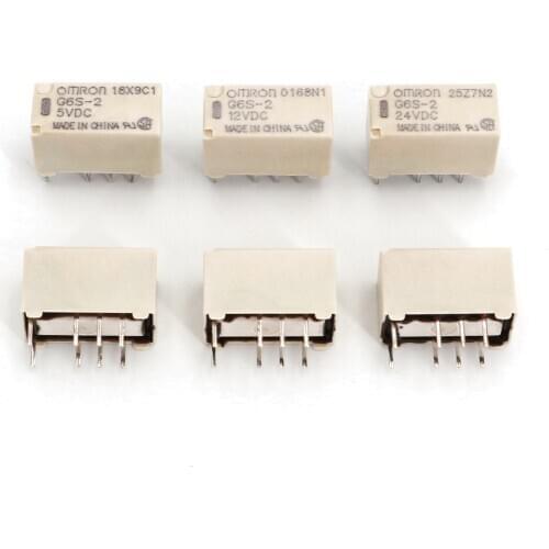 10Pcs OMRON G6S-2 DC5V/12V/24V PCB Mount 2-Pole 8Pin DPDT Mini Signal Relay