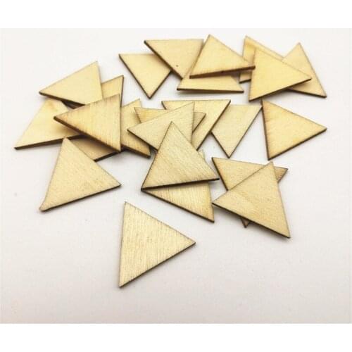 100pcs 25mm 1 inch Blank Wood Triangles Chips Wooden Disks Embellishments For Holiday Craft Supplies