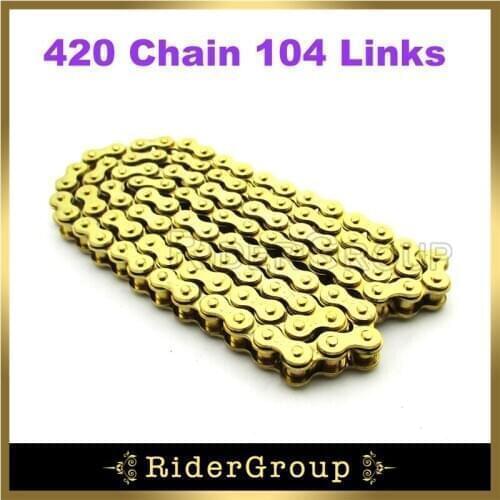 104 Links Gold 420 Chain For 110cc 125cc Lifan YX Zongshen Engine Rocket Sunl Taotao Kazuma Parts