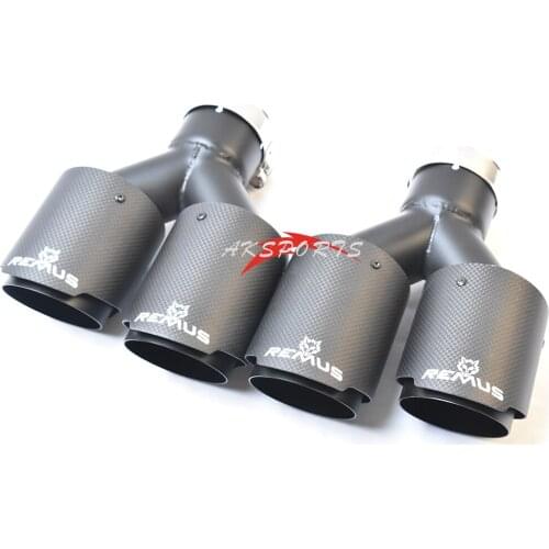 2PCS Dual Matt Black Carbon Fiber Stainless Steel Black Exhaust Pipe Universal Auto Double Muffler Tip