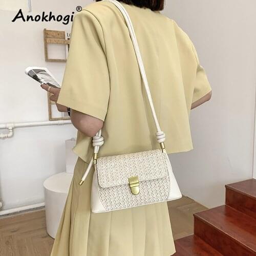 2021 Women New Summer Bag Casual Baguette Shoulder Bag Female Straw Bag ML127