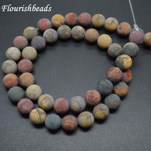 4mm~12mm Matte Dull Polished Picasso Jasper Stone Round Loose Beads DIY Jewelry Necklace Making Materials