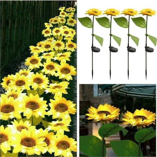 6Pcs Powered Sunflower Solar Home Garden Light Waterproof Yard Path Lamp Decoration Simulation Plug-In Light Garden Lawn Light