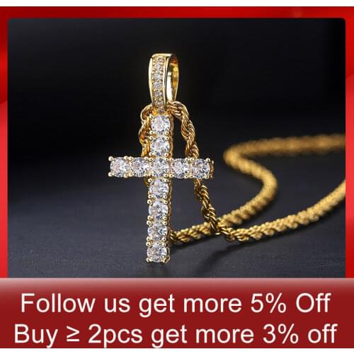 Hip Hop Cross Pendant Necklace Chain For Men Women Iced Out Zircon Diamond Chain Necklace Wholesale Jewellery Accessories OHP003