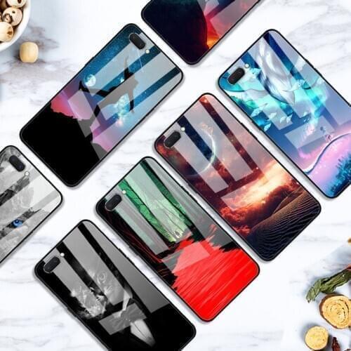 Case For OPPO A5 Back Phone Cover Black TPU Silicone Bumper With Tempered Glass