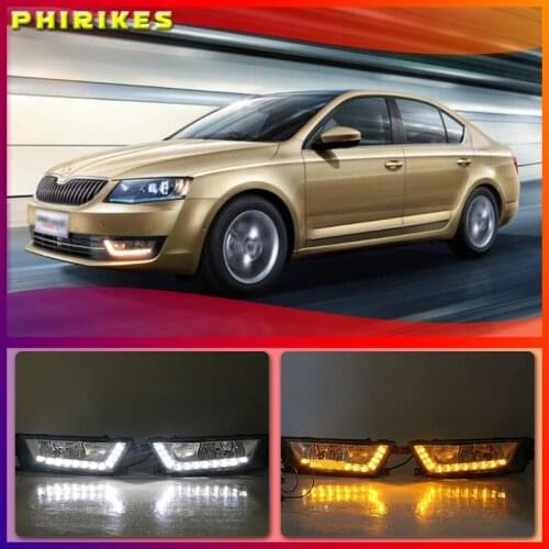 For Skoda Octavia A7 MK3 2014 2015 2016 LED DRL Daytime driving Running Lights Daylight cover hole free shipping