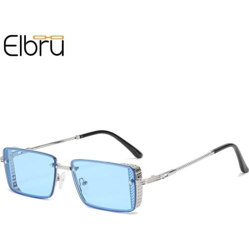 Elbru Fashion Small Sunglasses Brand Designer Metal Sunshades Colorful Eyewear For Women Ultralight Clear Lens UV400 Sun Glasses