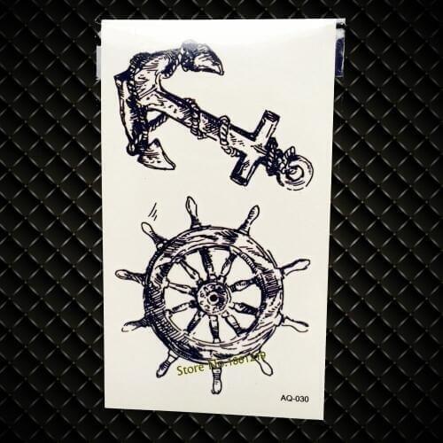Hot Fashion Waterproof Compass Rudder Anchor Tattoo Sticker For Men Women Fake Tatoo Body Art Temporary Tattoo Stickers GAQ-030