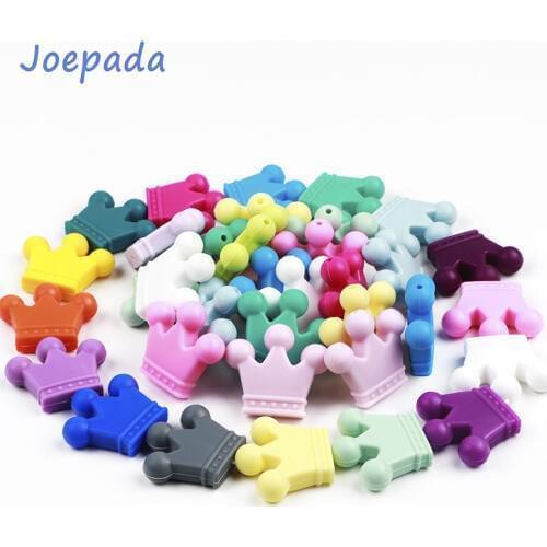 Joepada 15Pcs/lot Crown silicone teething beads BPA Free Material for DIY Baby Teething Necklace Nursing Chewing Baby Teether