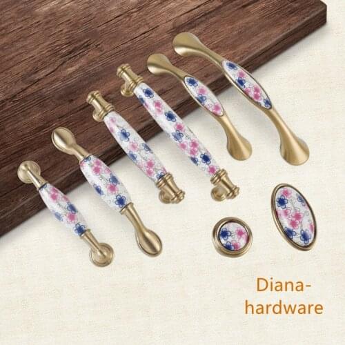 Ceramic Cherry Blossom Handle Drawer Pulls Kitchen Cupboard Cabinet Knob Drawer Dresser Handles Closet Pulls Furniture Hardware