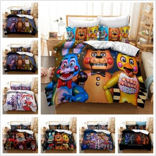 Five Nights at Freddys FNAF Bedding Set 2/3Pcs Duvet Cover & Pillowcase(s) 3D Printed Quilt Cover Home Textile Gift