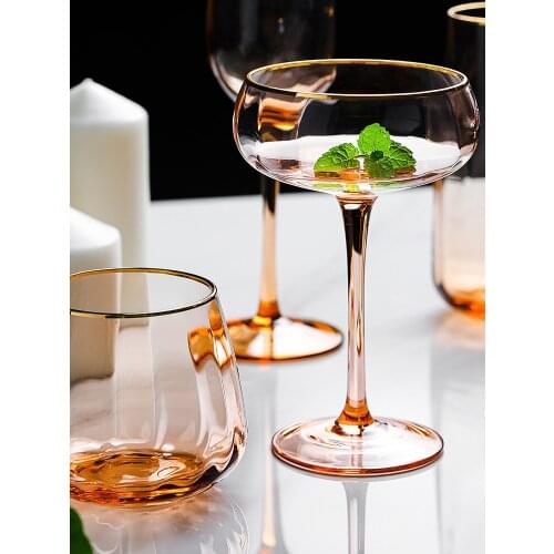 Creative Wine Glasses Amber Crystal Goblet Champagne Wire Shot Water Cup Drinking Wedding Party Bar Home Drinkware