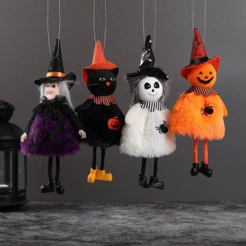 Halloween Doll Bar Decor Pumpkin Ghost Witch Black Cat Pendant Scary Halloween Kids Gift Happy Halloween Party Decor for Home