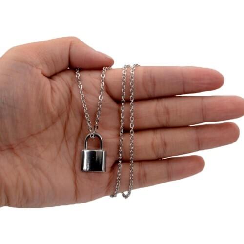 Lock Shape Pendant Mens Necklace For Women 316L Stainless Steel Cross Chain Silver Color Jewelry Accessory Lover Gift Wholesale