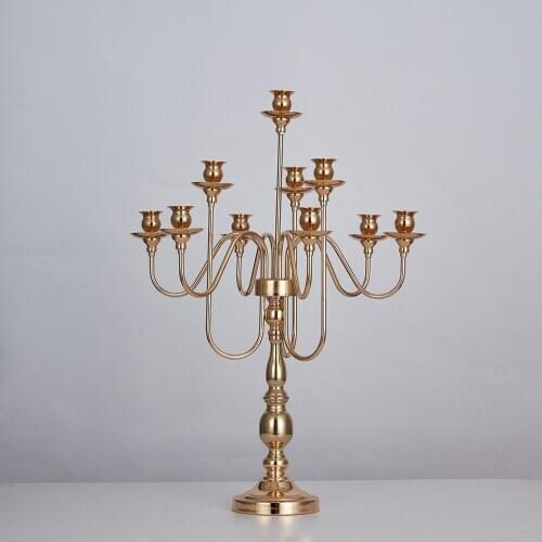 IMUWEN Metal Candelabra 10 Heads Candlestick Wedding Table Centerpiece Luxury Candle Holder Pillar Stand Road Lead Party Decor
