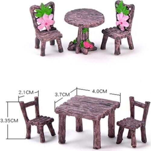 Miniature Resin Table and Chair Decoration Set for Garden Dollhouses Accessories Micro Landscape Decoration J99Store