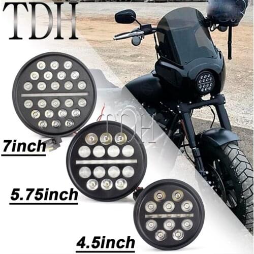 5-3/4" Custom Fly Eye LED Headlight 7" DRL Head Lamp 4.5" Auxiliary Lighting Front Light for Harley Dyna Street Bob Sportster