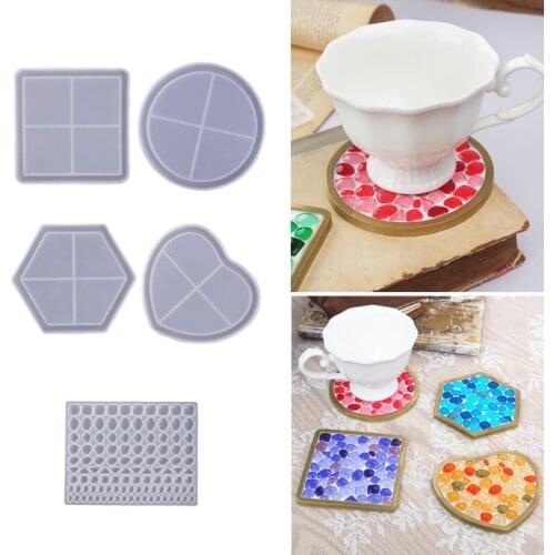 Handmade Mosaic-Coasters for Drinks Resin Casting Molds DIY Round Mosaic-Stone Coaster Silicone Resin Mold Craft Tools X4YA