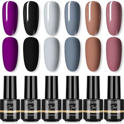 ROSALIND Gel Nail Polish Set 6Pcs/Box Hybrid Varnishes Semi Permanent Gel Polish All For Nails Set For Manicure