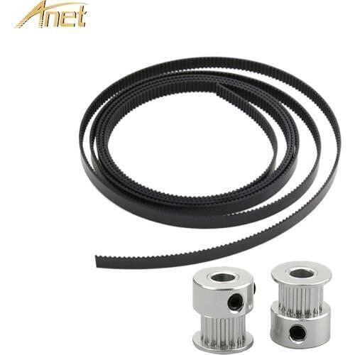 Anet 1.7M Timing Belt Width 6mm gt2 Belt 2pcs Aluminum GT2 16/20T Bore 5MM Pulley for a6 a8 e10 e12 Ender-3 CR10 3d printer Part