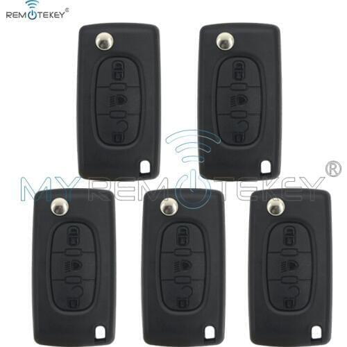 Remtekey 5pcs CE0523 Flip Remote Car Key Case Cover Shell Fob For Citroen C2 C3 C4 C5 C6 C8 3 Buttons VA2 Blade
