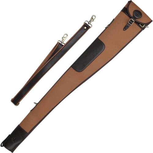 Tourbon Hunting Accessories Classic Padded Brown Canvas & Leather Shotgun Case Slip Gun Protection Bag Carrier 130cm with Zipper