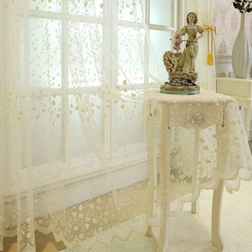 Embroidered Lace Voile Curtain For Bedroom Living room Delicate Countryside Jacquard Floral French Window Drapes P208C