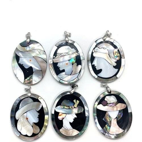 Pearl Shell Stitching Pendant Oval-shaped Jewelry Fashionable Charm DIY Necklace Accessories,Matching Clothing