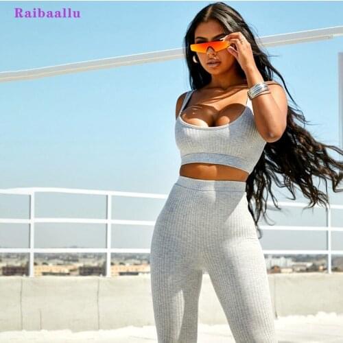 Raibaallu Female Yoga Bra Sportswear Suit High Waist Tights Fitness Leggings 2019 Autumn New style for 2pcs vest and pants