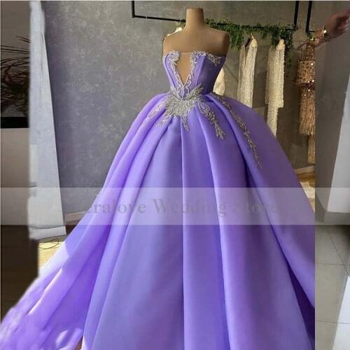 VERALOVE Lavender Long Womens Prom Dress 2021 Strapless Formal Gowns 2021 Robe De Soiree Femme