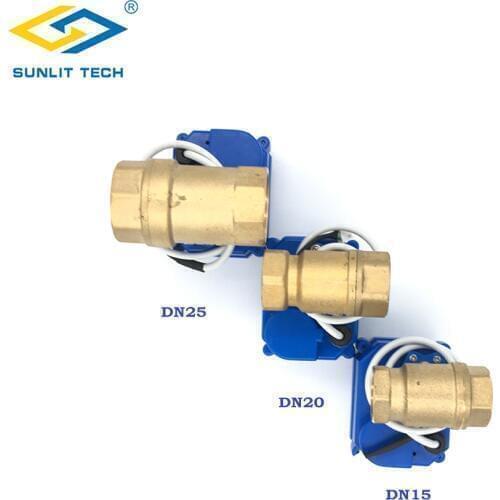 1pc 1/2"DN15 3/4"DN20 1"DN25 BSP Brass Motorized Ball Valve For WLD-805 WLD-806 Water Leak Detecting Alarm Kit 3 Wires Control