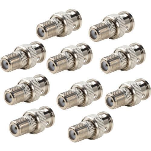 10Pcs/Set BNC Male Plug to F Female Jack Coax Connector Adapter for CCTV Camera Surveillance Video Easily Convert Video Signals