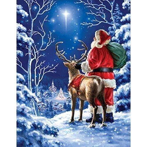3D DIY Mosaic Full Round Diamond Paintings Santa Reindeer Stich Gift Kits Diamond Art Embroidery Christmas Decorations for Home