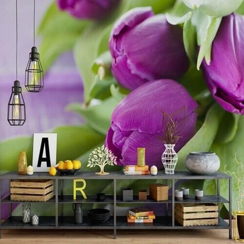3d nature wallpapers floral wallpaper non-woven photo print wallpaper living room purple flower wallpapers murais de parede 3d