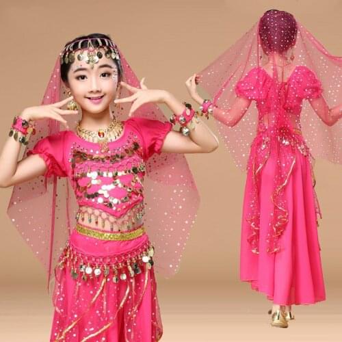 5 Color Belly Dance Costumes Children Bollywood Indian Performance Dancewear Children Oriental Dance Clothing Set for Girls