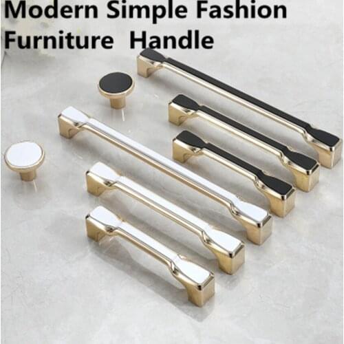 96 128mm modern simple fashion gold white kitche cabinet dresser door handle black gold drawer tv cabinet cupboard knob 5"