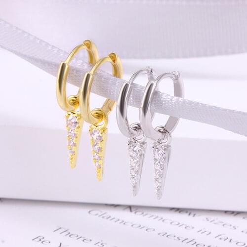 Aide 925 Sterling Silver Hoop Earrings For Women Small Earrings Gothic Girl Cartilage Ear Bone Earring Punk Spike Zircon aretes