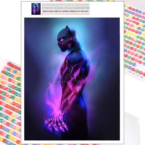 Diamond Painting Marvel Superhero Black Panther Art Cartoon Wakanda 5D DIY Embroidery Mosaic Full Square Round Home Decoration