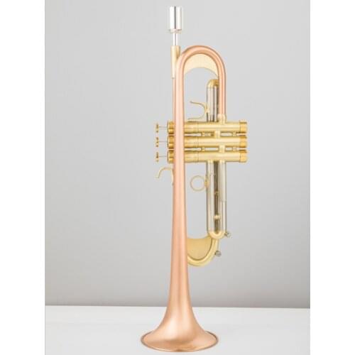 Bb Trumpet Rose Gold Brass Horn professional Musical Instrument With Trumpet Case Free Shipping