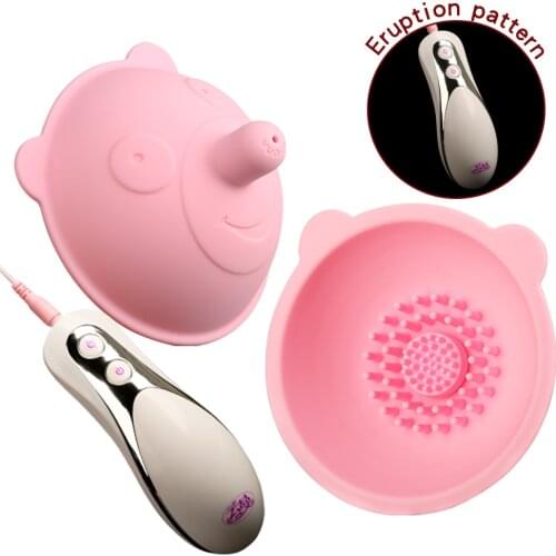 Wireless Electric Breast Enlargement Massager 10 Mode Vibrating Rotate Nipple Sucker Clip With Brusher Adult Female