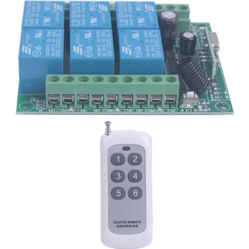 Sleeplion DC 12V/24V 6CH 6 Channel Wireless Switch Remote Control Controller Radio Switch Transmitter Receiver Relay