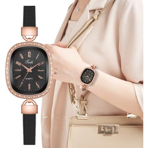 Simple Square Black Watches Women Fashion Casual Leather Ladies Wristwatches 2021 Retro Digital Scale Dial Female Quartz Clock