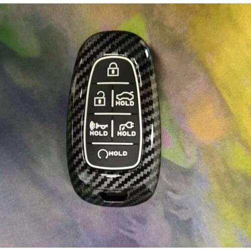 Carbon Fiber ABS Car Key Case Key Cover for Hyundai Sonata Tucson Solaris i30 Grand Stare 2019 2020 2021 6button key