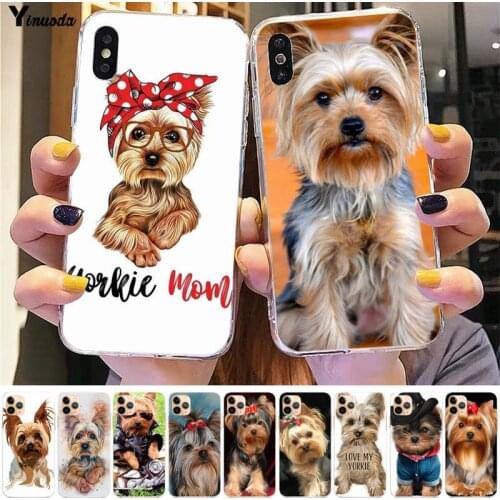 Yinuoda Mini Yorkshire Terrier Dog Black Cell Phone Case for iPhone 8 7 6 6S Plus X 5S SE 2020 XR 11 pro XS MAX