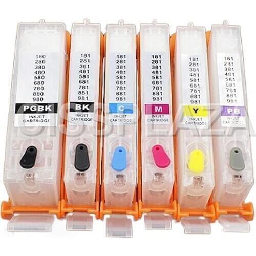 CISSPLAZA 6colors PGI-980 PGI980 with chip Refill Ink Cartridge compatible For Canon TS8290 TS8295 TS8298 TS8390 TS8391 TS8392