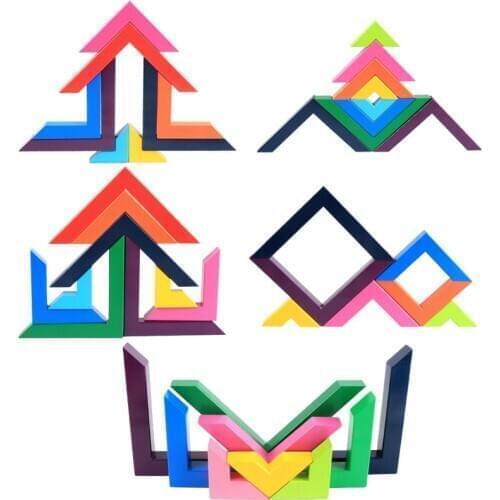 Baby Toy Wooden Building Block Creativity Right angle Colorful Block DIY Chopping Educational Monterssori Rainbow Wooden toys