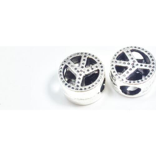 Eruifa 20pcs 8mm Big Hole Burnished Silver Peace Sign Wholesales necklace,earring bracelet jewelry DIY handmade