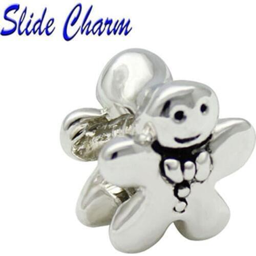 European cute silver-plated snowman charm beads suitable for Pandora bracelet jewelry handmade Christmas gifts