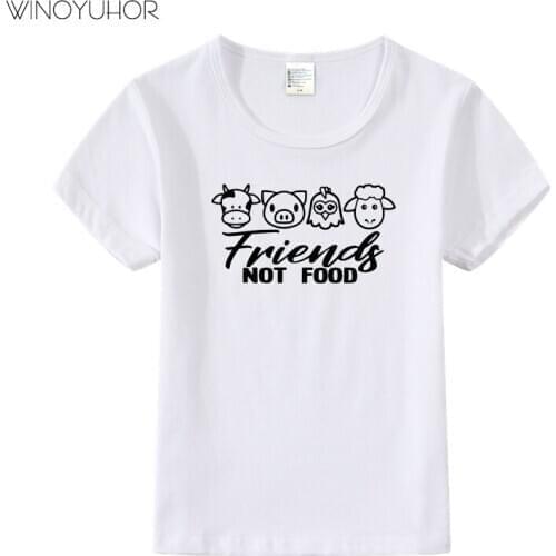 Boys And Girls Anime Vegan Vegetarian Animals Are Friends Not Food Print T Shirt Baby Kids Funny Clothes Children Summer T-shirt