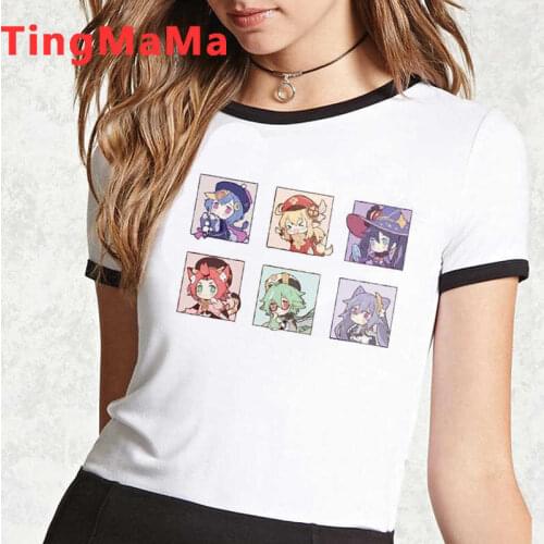 Genshin Impact Keqing t shirt summer top men tumblr streetwear white t shirt top tees tshirt harajuku kawaii graphic tees women